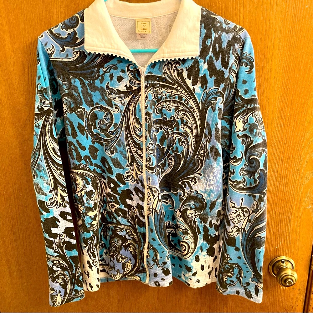 Jess and Jana vintage multi-color zip up